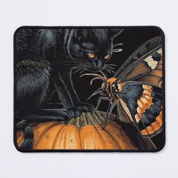 Item preview, Cat and Death’s-Head Moth on Jack-O’-Lantern – Gothic Halloween Art designed and sold by EdgeOfSanityDesigns.