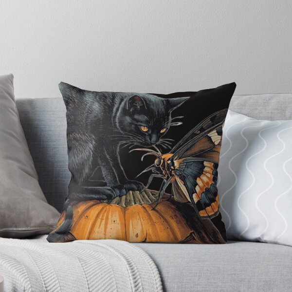 Item preview, Cat and Death’s-Head Moth on Jack-O’-Lantern – Gothic Halloween Art designed and sold by EdgeOfSanityDesigns.