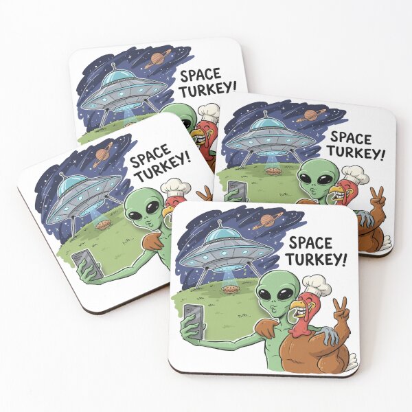 Item preview, Space Turkey Selfie — Funny Alien UFO Thanksgiving Design designed and sold by Kindloom.