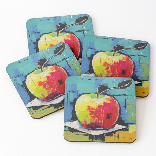 Item preview, A Delicious Burst of Color- Mouthwatering Abstract Apple in Red and Yellow with a Geometric Twist designed and sold by OlfactoART Studio.