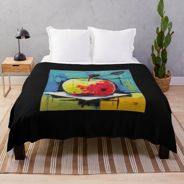 Item preview, A Delicious Burst of Color- Mouthwatering Abstract Apple in Red and Yellow with a Geometric Twist designed and sold by OlfactoART Studio.