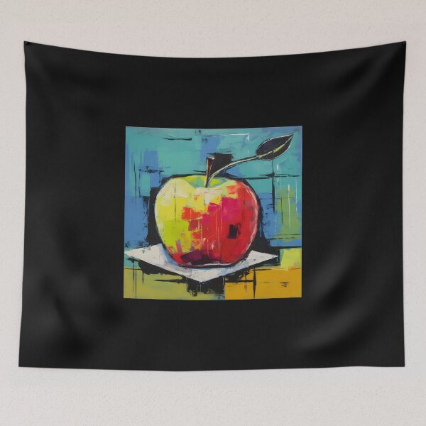Item preview, A Delicious Burst of Color- Mouthwatering Abstract Apple in Red and Yellow with a Geometric Twist designed and sold by OlfactoART Studio.