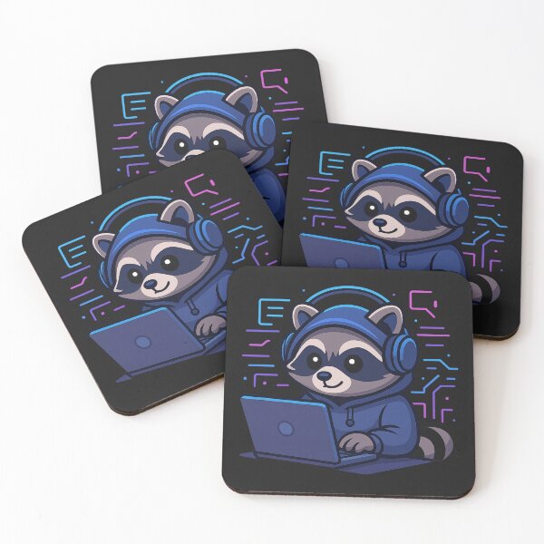 Item preview, Raccoon Hacker in Neon Cyber Environment designed and sold by MartzDesigns.