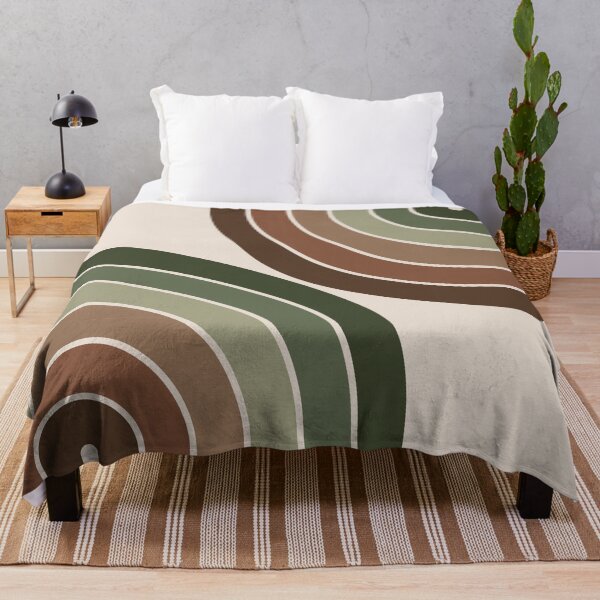 Item preview, Midcentury Modern Geometric Rainbow 6 in Brown Pine Sage Green designed and sold by nineFlorals.