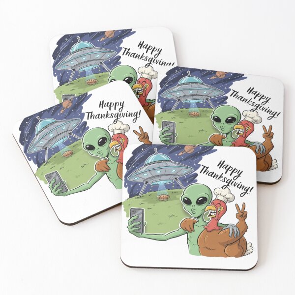 Item preview, Happy Thanksgiving! Turkey Selfie — Funny Alien UFO Thanksgiving Design designed and sold by Kindloom.