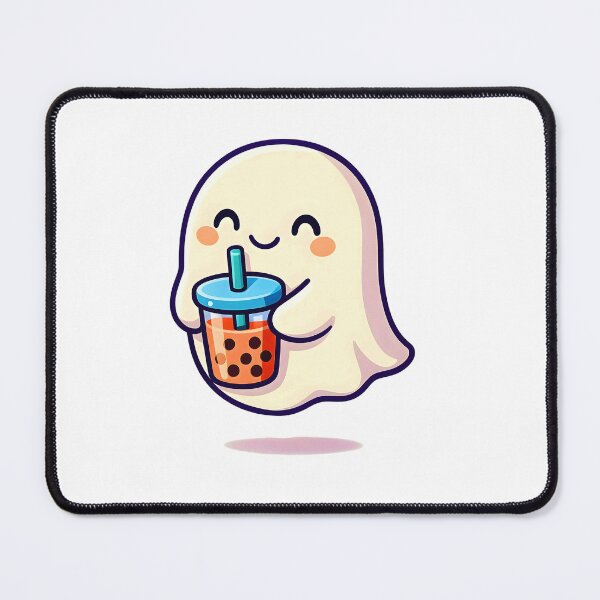 Item preview, Cute Ghost Drinking Bubble Tea – Kawaii Halloween Sticker designed and sold by jutharat456.