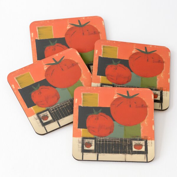 Item preview, Bold Geometry and Luscious Color- Vibrant Red Tomatoes in a Striking Abstract Composition designed and sold by OlfactoART Studio.