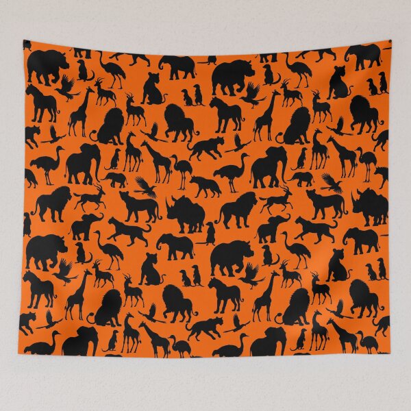 Item preview, African Animal Pattern on an Orange Background | Animal Art | Animal Silhouette designed and sold by UnhingedBird.