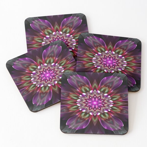 Item preview, Neo-Botanic Matrix “Fractal Bloom” | Amethyst and Jade Geometric Floral Pattern designed and sold by CMdigit.