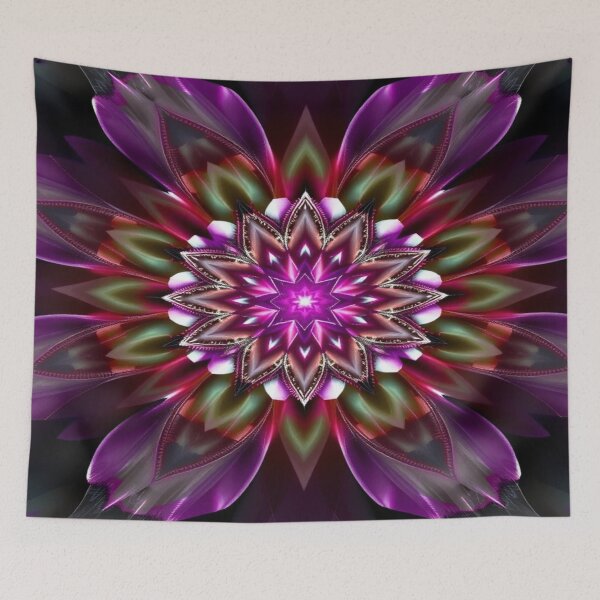 Item preview, Neo-Botanic Matrix “Fractal Bloom” | Amethyst and Jade Geometric Floral Pattern designed and sold by CMdigit.