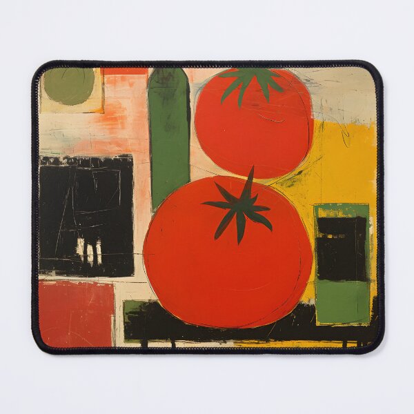 Item preview, A Feast of Color and Form- Abstract Red Tomatoes Framed by Dynamic Geometric Patterns designed and sold by OlfactoART Studio.