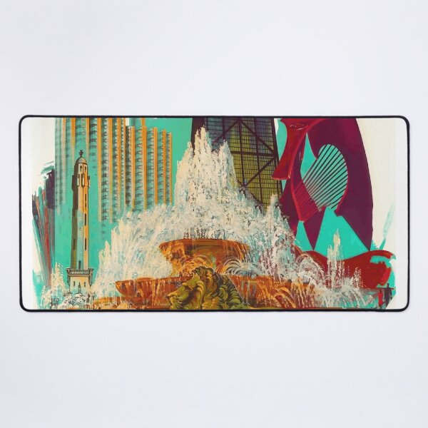 Item preview, chicago, fountain, cityscape, city, architecture, buckingham, buckingham fountain, buildings, america, downtown, illinois, business, fine, attractions, grant park designed and sold by artofuniverse.