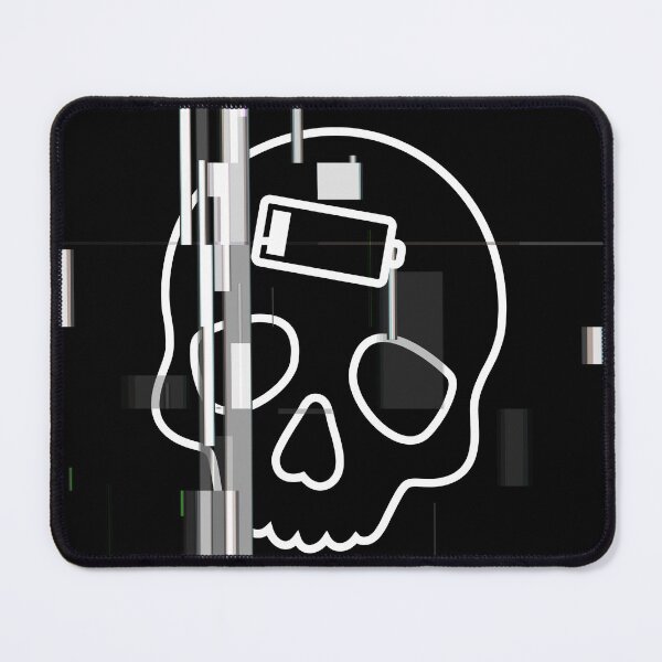 Item preview, Energy Critical – Skull & Battery Glitch Sticker/Shirt Design designed and sold by LowBatteryHQ.
