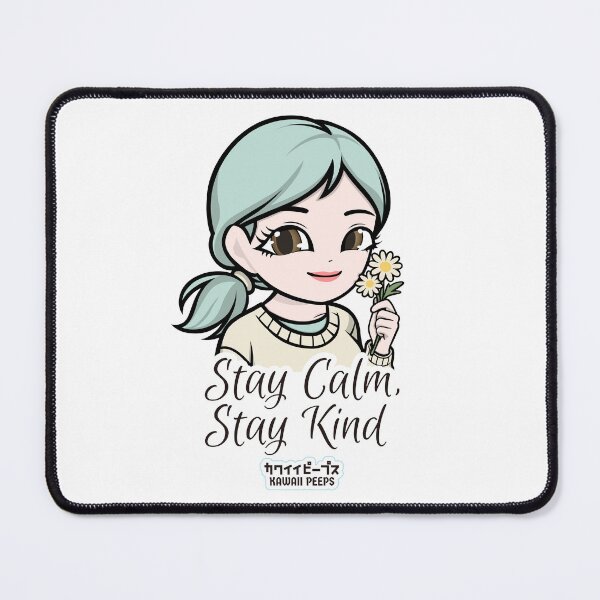 Item preview, Peaceful Kawaii "Stay Calm, Stay Kind" Design – Soft Girl Aesthetic & Gentle Mindfulness Art designed and sold by P-L-Sardines.