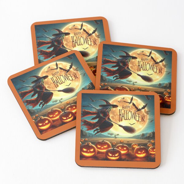 Item preview, Witch Over the Pumpkin Field – Halloween Moon Ride designed and sold by daweave77.