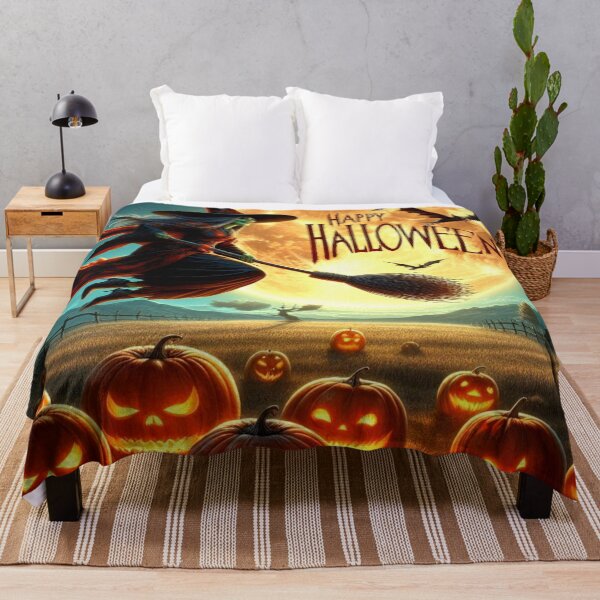 Item preview, Witch Over the Pumpkin Field – Halloween Moon Ride designed and sold by daweave77.