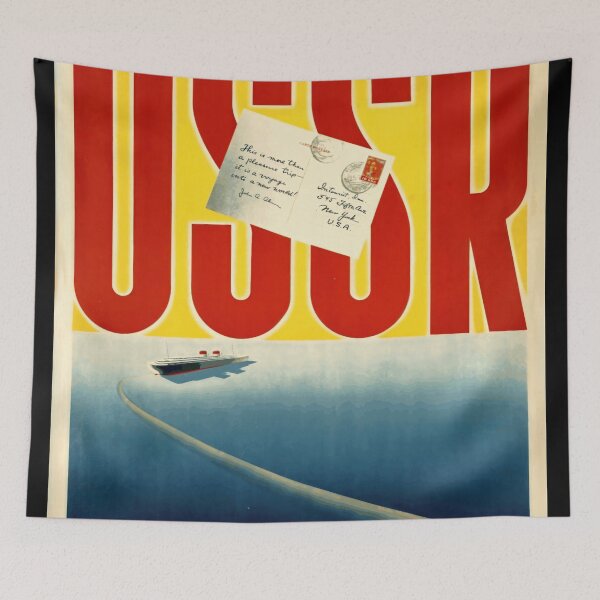 Item preview, Vintage USSR Travel Poster | Soviet Propaganda Art | Mid-Century Maritime Adventure | Retro Ocean Liner & Collectible Decor designed and sold by artofuniverse.