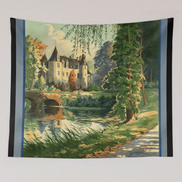 Item preview, Vintage French Travel Poster | 1922 Le Château de Tourlaville Art Print | Romantic Scenic State Railways Decor designed and sold by artofuniverse.