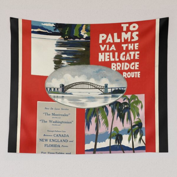 Item preview, Vintage Travel Poster | New York New Haven & Hartford Railroad | From Pines to Palms | Hell Gate Bridge Route Art designed and sold by artofuniverse.