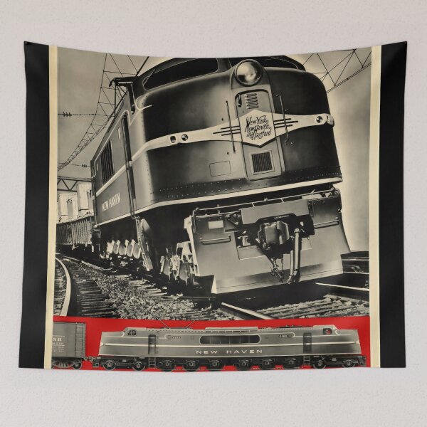 Item preview, New Haven Railroad Poster | Electric Power Train Art | Vintage Travel Advertisement | Industrial Northeast USA Decor designed and sold by artofuniverse.
