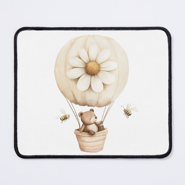 Item preview, Cute bear in a hot air balloon with flower & bees – watercolor design for the nursery, bear motif, watercolor animals designed and sold by BBD2023.