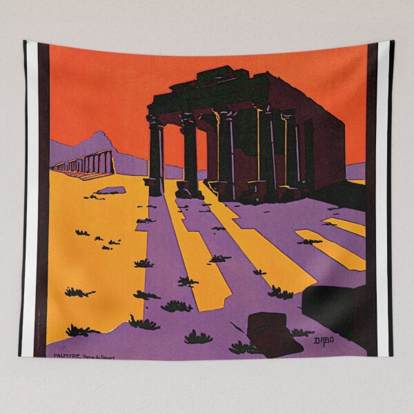 Item preview, Vintage Travel Poster | Syria & Lebanon | Art Deco Style | Palmyra Ruins | Temple of Baalshamin | Bold Colors | Early 20th Century designed and sold by artofuniverse.