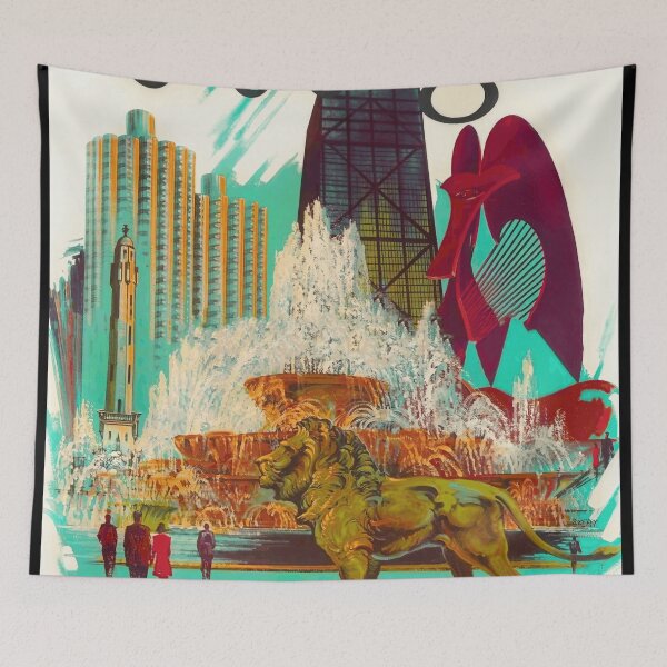 Item preview, chicago, fountain, cityscape, city, architecture, buckingham, buckingham fountain, buildings, america, downtown, illinois, business, fine, attractions, grant park designed and sold by artofuniverse.