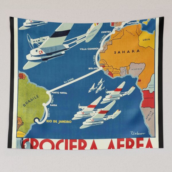 Item preview, Vintage Art Deco Poster | Transatlantic Air Cruise | Savoia Marchetti S55 | 1930s Aviation & Travel History designed and sold by artofuniverse.