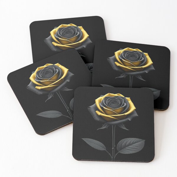 Item preview, Black and Gold Rose – High-Resolution Minimalist Floral Art with Dramatic Contrast on Black Background designed and sold by PixelVibe782.