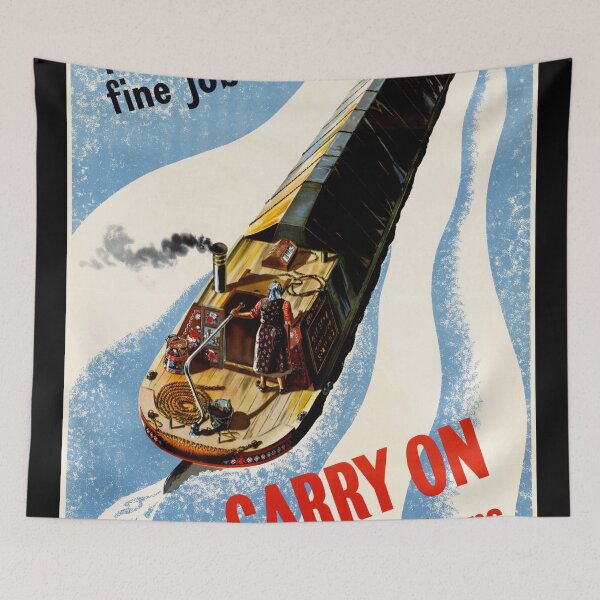 Item preview, WWII British Propaganda Poster | Canal Workers Morale Boost | Carry On Series Art | Vintage 1940s Wall Decor & Home Office Print designed and sold by artofuniverse.