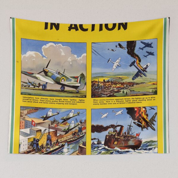 Item preview, WWII Propaganda Poster | Your Spitfires in Action | Bold Colors & Dynamic Illustrations | British Military History Art designed and sold by artofuniverse.