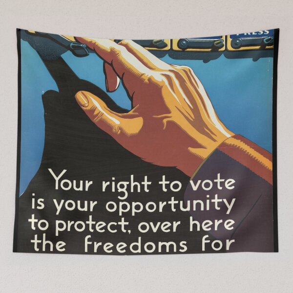 Item preview, WWII Propaganda Poster | American Freedom & Democracy Art | Vote to Protect Your Rights | Vintage Patriotic Wall Decor designed and sold by artofuniverse.