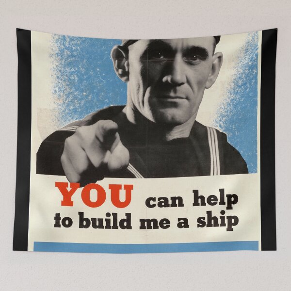 Item preview, WWII British Navy Recruitment Poster | Shipbuilding Propaganda Art | Vintage Wartime Print | Home Front Mobilization designed and sold by artofuniverse.