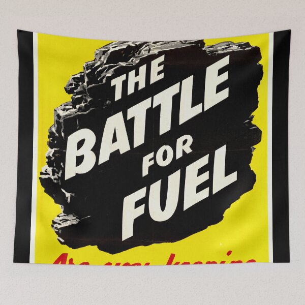 Item preview, Vintage WWII British Propaganda Poster | Bold Typography Fuel Conservation Art | Yellow & Black Design for Home Decor designed and sold by artofuniverse.
