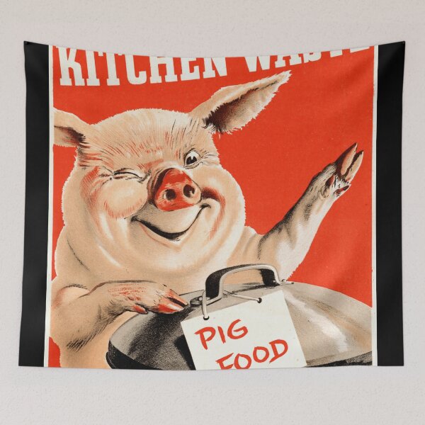 Item preview, WWII British Propaganda Poster | Vintage Recycling Art | Pig Food Poster | Kitchen Waste Conservation & Resource Efficiency designed and sold by artofuniverse.