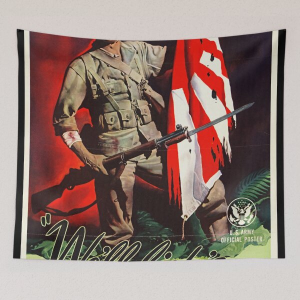 Item preview, Vintage WWII US Army Poster | Collect Metal for Munitions | Patriotic Soldier with Rifle &  Flag | Wartime Propaganda Art designed and sold by artofuniverse.