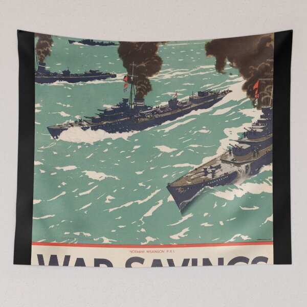 Item preview, Vintage WWII Propaganda Poster | British Warships at Sea | Norman Wilkinson Art Print | Naval Power & War Savings Art designed and sold by artofuniverse.
