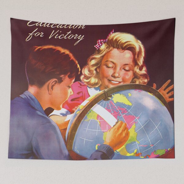 Item preview, Vintage 1943 American Education Week Poster | Visit Your Schools & Education for Victory | WWII Era Art designed and sold by artofuniverse.
