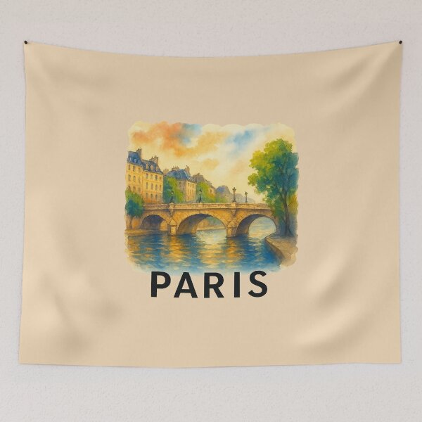 Item preview, Paris Seine Bridge Watercolor Travel designed and sold by Bratak.