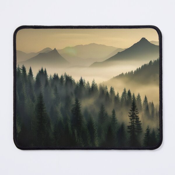 Item preview, Mountain Forest Photography Print, Mountain Valley Art Print, Misty Forest Print, Moody Pine Trees Foggy Landscape, Panoramic Wall Art designed and sold by SavageVision.