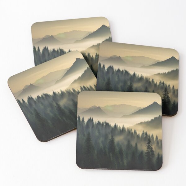 Item preview, Mountain Forest Photography Print, Mountain Valley Art Print, Misty Forest Print, Moody Pine Trees Foggy Landscape, Panoramic Wall Art designed and sold by SavageVision.