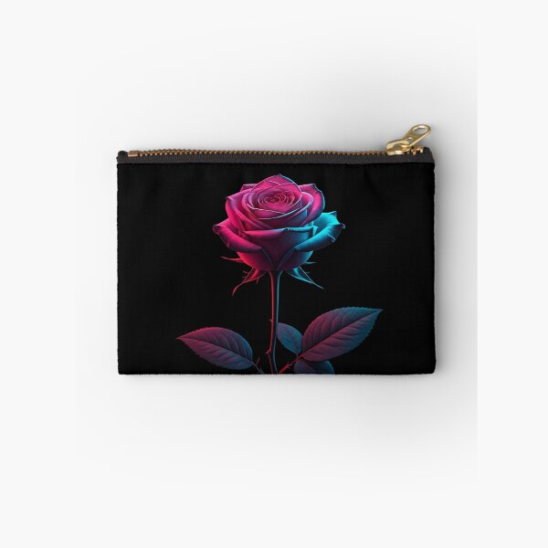 Item preview, Neon Dual-Tone Rose – Electric Pink and Blue Bloom on Black, Futuristic Floral Art designed and sold by PixelVibe782.
