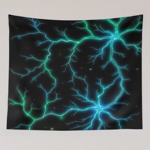 Item preview, Neo-Botanic Matrix “Neural Vine” | Electric Blue and Green Organic Circuit Pattern designed and sold by CMdigit.