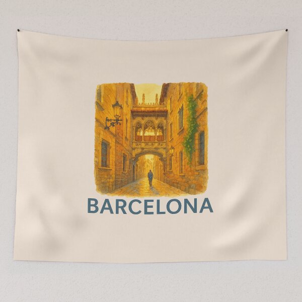 Item preview, Barcelona Gothic Quarter Watercolor designed and sold by Bratak.