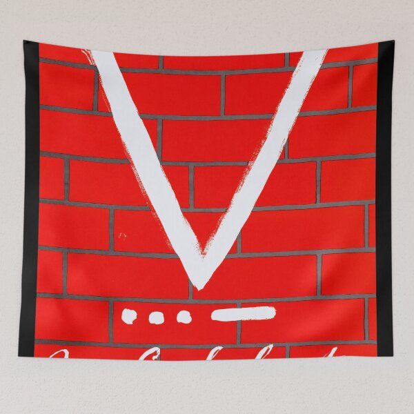 Item preview, Vintage Czechoslovakia Freedom Poster | Red Brick Wall Art | Victory Symbol & Morse Code | Velvet Revolution 1989 designed and sold by artofuniverse.