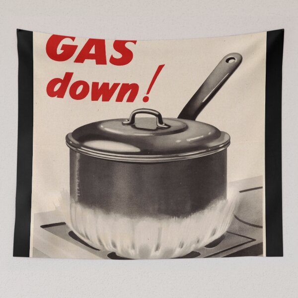 Item preview, Vintage WWII Propaganda Poster | UK Gas Conservation Art | Turn That GAS Down | Less Gas More Ships | Historical Wall Print designed and sold by artofuniverse.