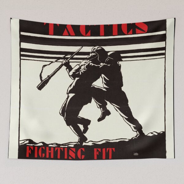 Item preview, Vintage Military Poster | Tough Tactics Art | WWI & WWII Propaganda | Soldiers in Combat | Black & White | Bold Typography designed and sold by artofuniverse.