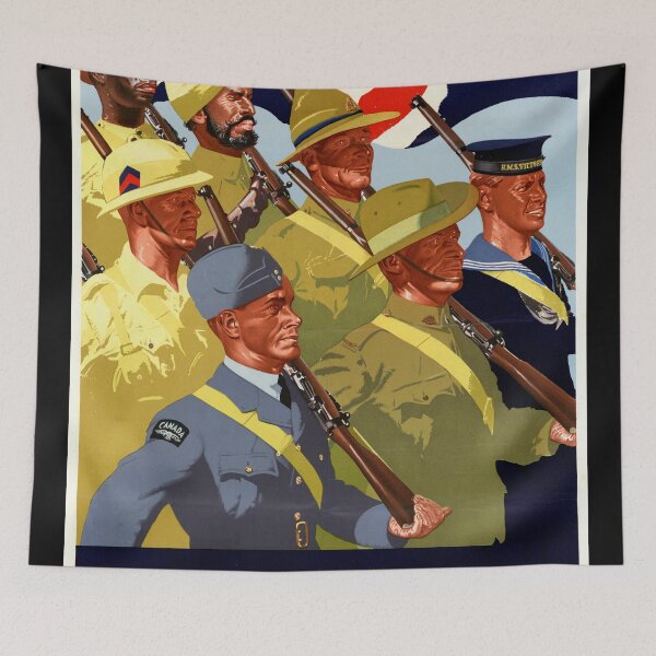 Item preview, WWII Propaganda Poster | British Empire Unity Art | Diverse Soldiers Marching | Colonial Troops | World War 2 History & Art designed and sold by artofuniverse.