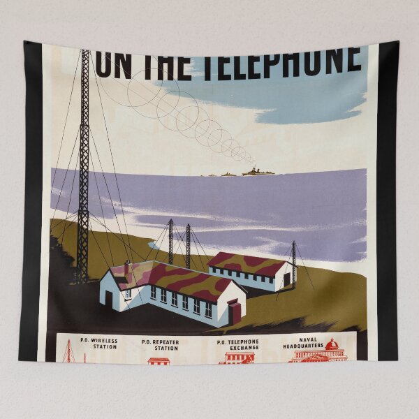 Item preview, Vintage WWII Poster Reproduction | British Propaganda Art | Sailor & Telephone Communication | Mid-Century Modern Design designed and sold by artofuniverse.