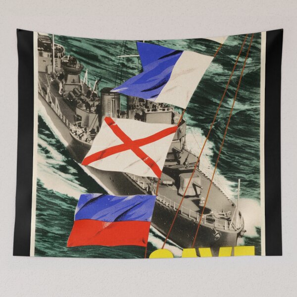 Item preview, WWII Propaganda Poster | Save Resources & Support the War Effort | British Naval Ship with Signal Flags | Vintage Art Print designed and sold by artofuniverse.